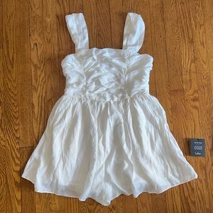 Lulu’s Angelic Appeal Ivory Ruched Sleeveless Romper